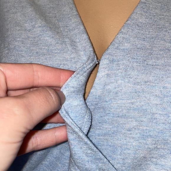 White House black market women’s XS sweater top wrap front v neck blue soft whbm - Picture 3 of 8